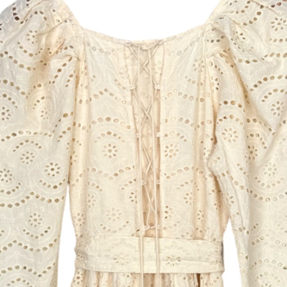 Ivy City Co Ava cream eyelet lace fabric Maxi Dress XS Victorian Wedding NWT - Picture 6 of 13